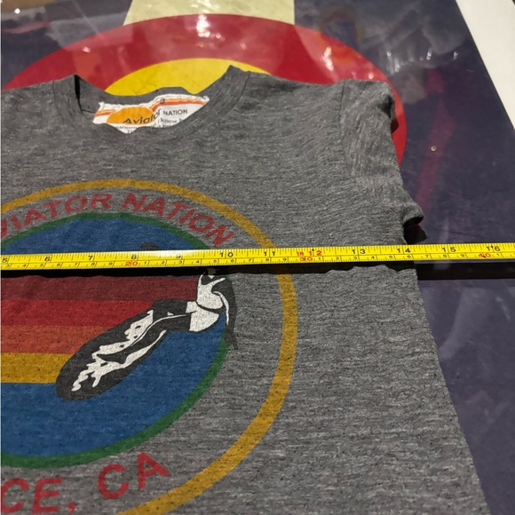 Aviator Nation Kids Gray Venice CA Graphic Tee with Rainbow Stripes - Picture 3 of 4